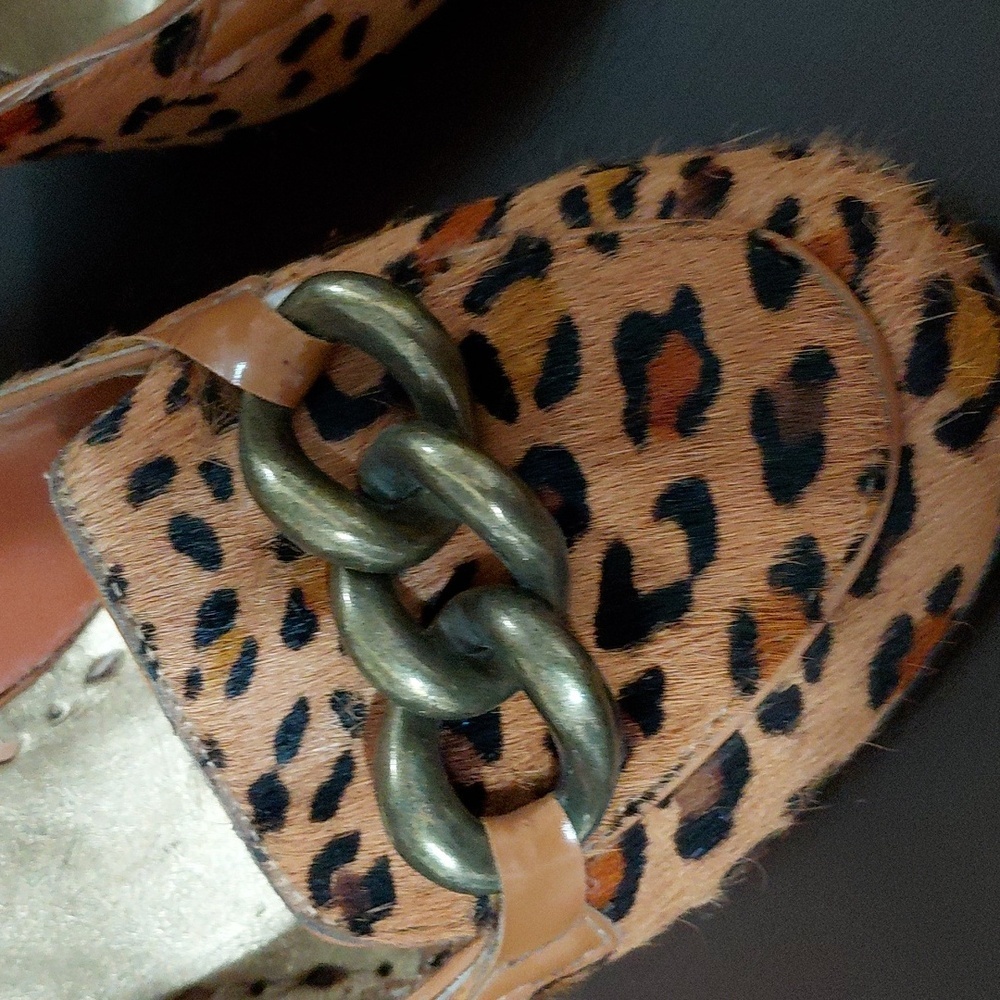 BCBGirls Leopard Print Heels with Gold Chain - Picture 4 of 7
